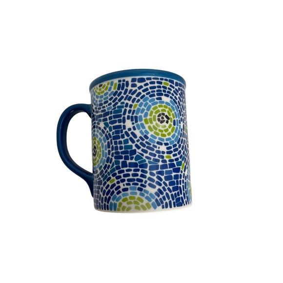 Starbucks 2008 blue ceramic mosaic pattern coffee tea mug cup collectible - Picture 7 of 9